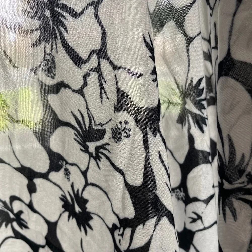 ALLIANCE‎ deep navy white hibiscus floral Scarf Wrap Shawl Modal Lightweight